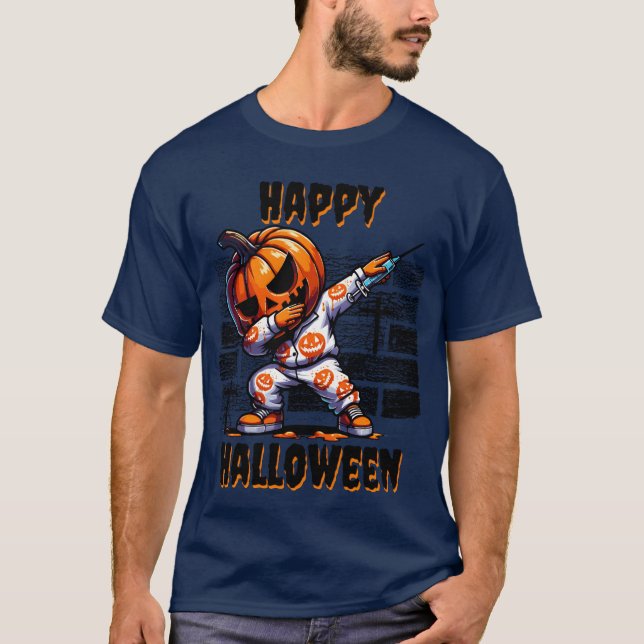 T-shirt Bonne Halloween Funny Dabbing tête de Citrouille (Devant)