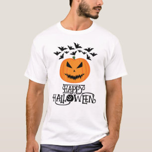 T-shirt Bonne Halloween Jack O'Lantern chauves-souris citr