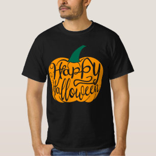 T-shirt Bonne lettre Halloween sur citrouille sculpté