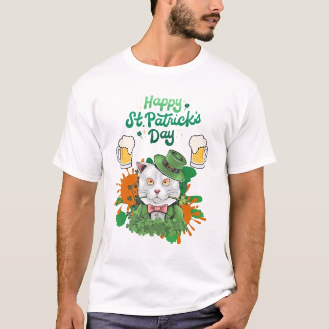 T-shirt Bonne Saint Patrick's Day - Chat (Devant)