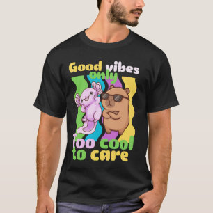 T-shirt Bonne Vibes Uniquement Adorable Axolotl et Capybar