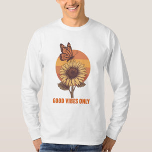 T-shirt Bonne Vibes Uniquement – Papillon Rétro et Tournes