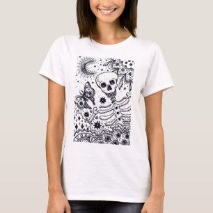 T-SHIRT BONNES DANS LE SKELETON DE JARDIN, LUNE D'ART FOLK