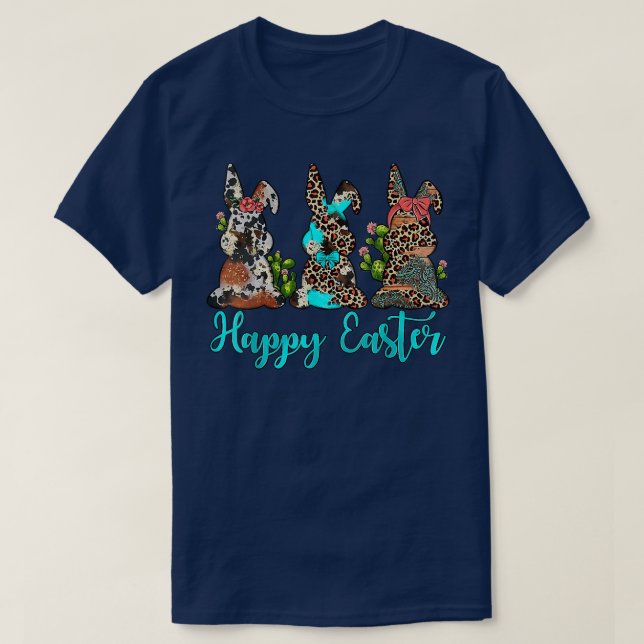 T-shirt Bonnet de Léopard Occidental Bunnies Turquoise Hap (Design devant)