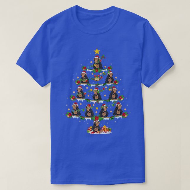 T-shirt Bonobo Lover Noël Lights Bonobo Arbre de Noël (Design devant)
