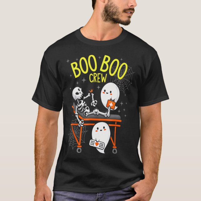 T-shirt Boo Boo Crew Ghost Skeleton Funny Nurse Halloween (Devant)
