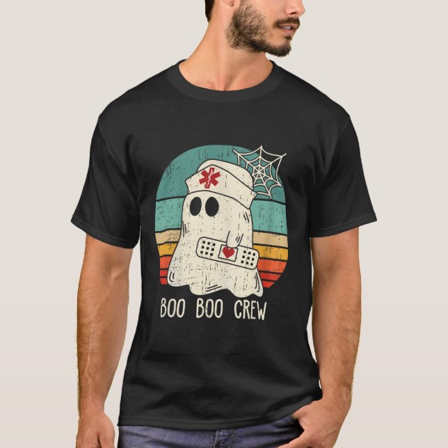 T-shirt Boo Boo Crew Nurse Funny Ghost Women Halloween Cos (Devant)
