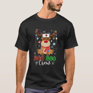 T-shirt Boo Boo Équipage Reindeer Infirmière Buffalo Plaid
