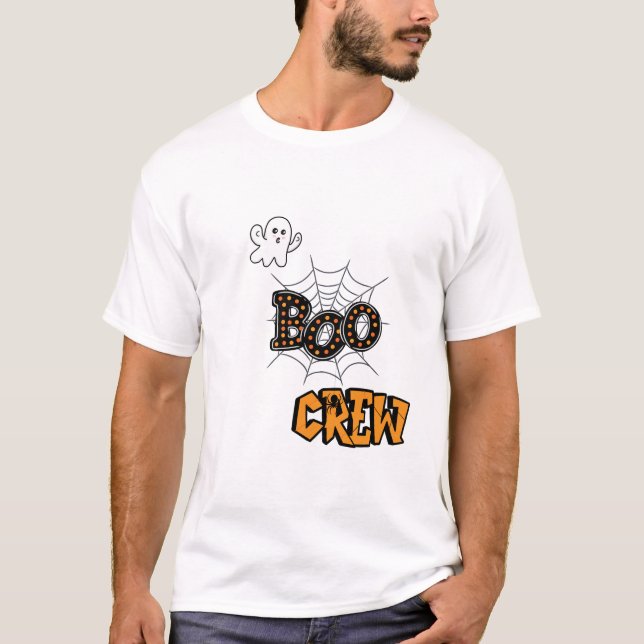 T-shirt Boo Crew Halloween Shirt - Ghost & Spider Web (Devant)