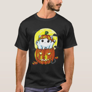 T-shirt Boo Halloween Ghost Chat Citrouille Funny Amoureux