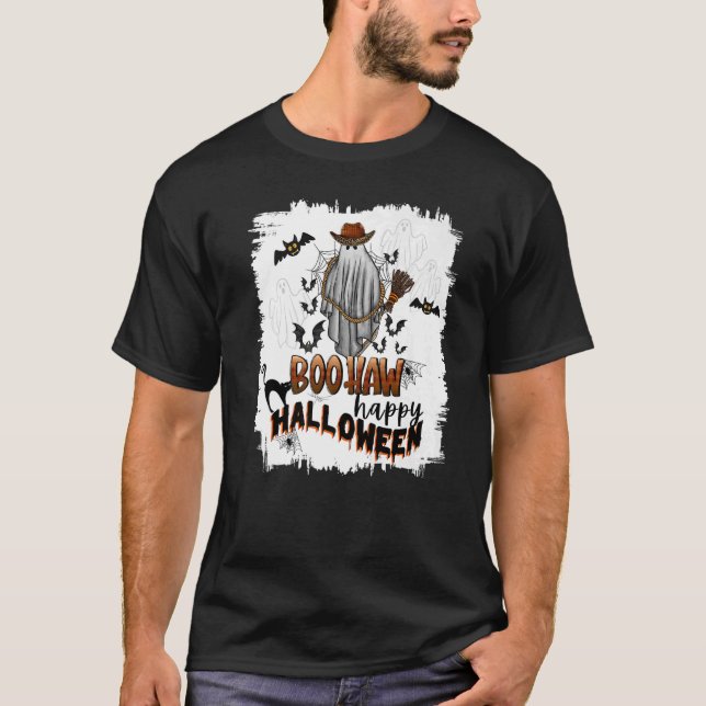 T-shirt Boo Haw Happy Halloween Ghost Bats Style occidenta (Devant)