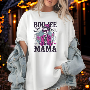 T-shirt Boo-Jee Mama Skeleton en Pink Fur Halloween Design