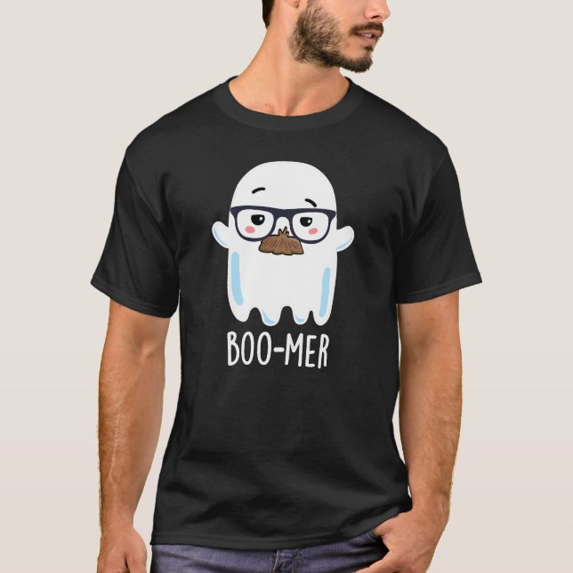 T-shirt Boo-mer Funny Moyen Age Ghost Pun Dark BG (Devant)