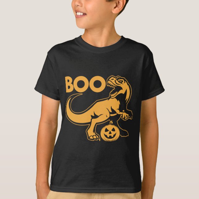 T-shirt Boo T-Rex Dinosaur Et Citrouille (Devant)