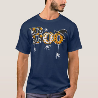 T-shirt Boo With Spiders And Witch Hat Halloween T