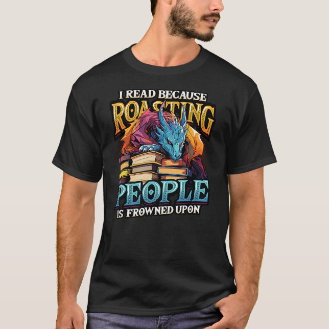 T-shirt Book Lover Avid Reader Bookworm Dragon Reading Boo (Devant)