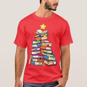 T-shirt Book Lover Christmas Tree Bookworm Librarian Merry
