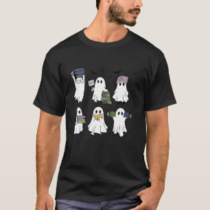 T-shirt Book Lover Enseignant Halloween Boom Ghost Book Ne