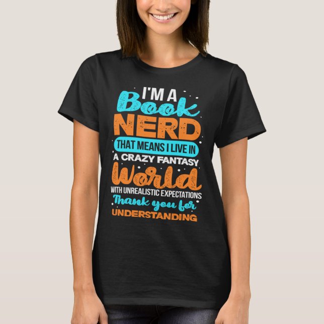 T-shirt Book Nerd Reading Reader Bookworm Librarian Biblio (Devant)
