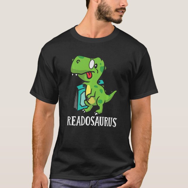 T-shirt Book Nerds Bookworms Reading Readasaurus Dinosaur  (Devant)