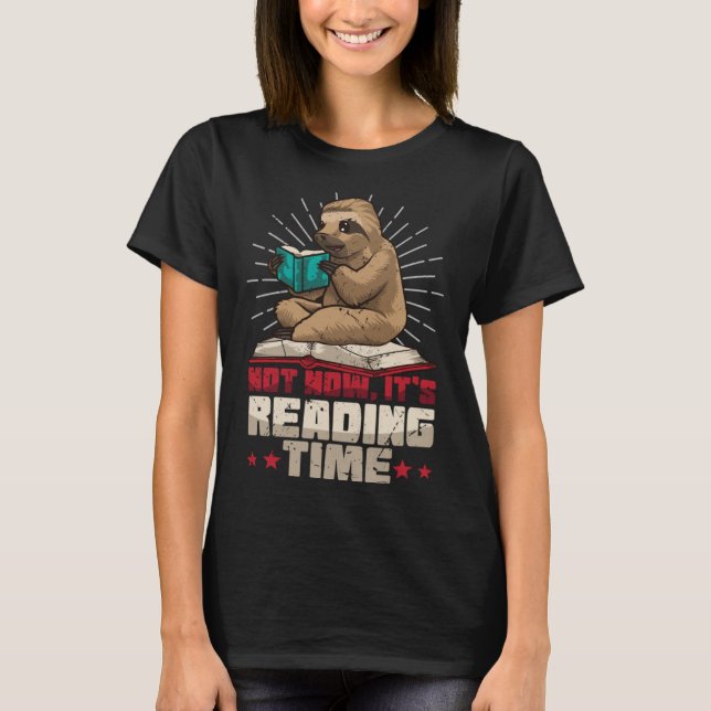 T-shirt Book Reader Sloth Bookworm Reading Book Club (Devant)