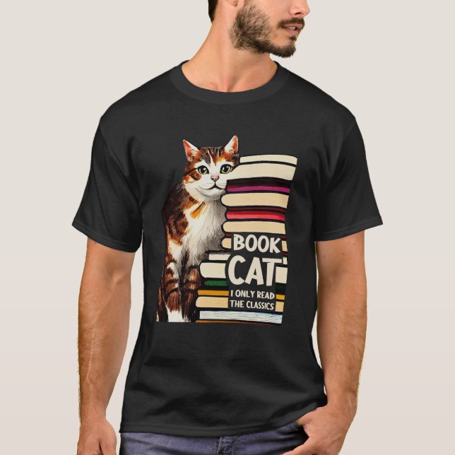 T-shirt Book Reading Studying Cat Reader Kitten (Devant)