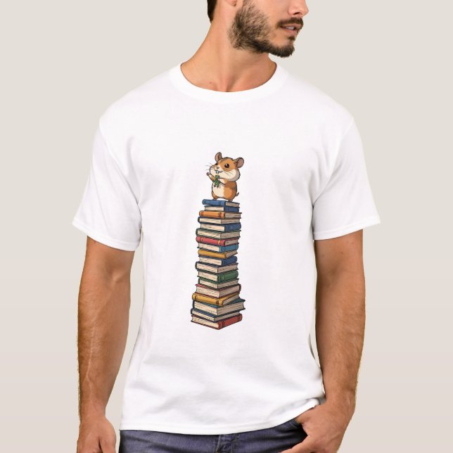 T-shirt Bookstack Hamster Hero (Devant)