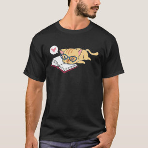 T-shirt Bookworm Chat Book I Love Lecture Lecteur Livre