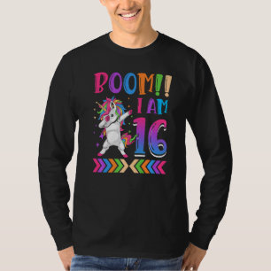 T-shirt Boom I Am 16 Colorful Unicorn 16e anniversaire