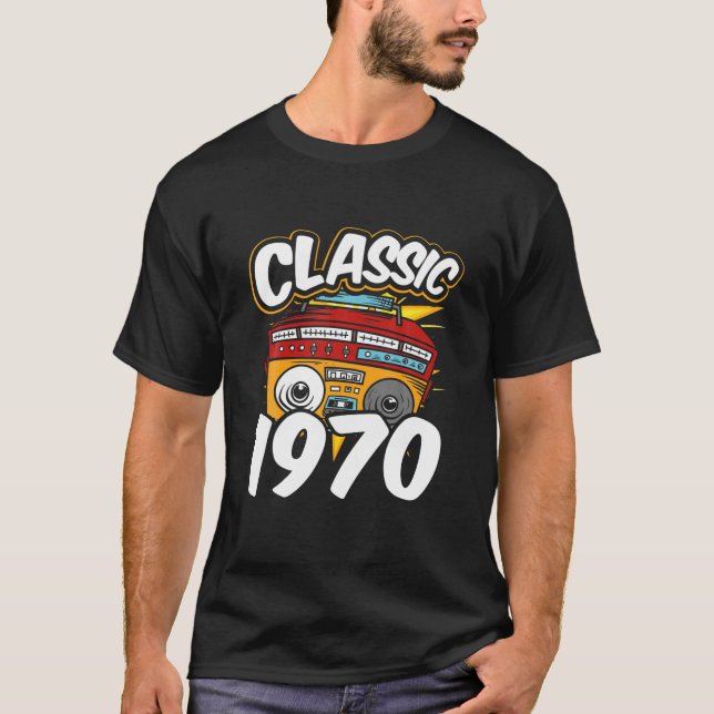 T-shirt Boombox Classic 1970 Music Cassette 8 Track Radio (Devant)
