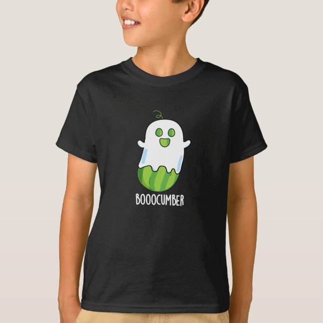 T-shirt Booocumber Funny Ghost Cucumber Pun Dark BG (Devant)