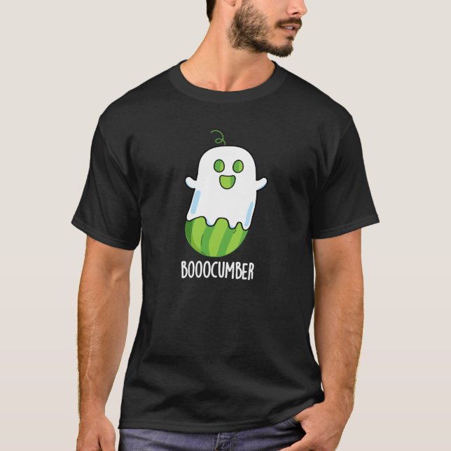 T-shirt Booocumber Funny Ghost Cucumber Pun Dark BG (Devant)