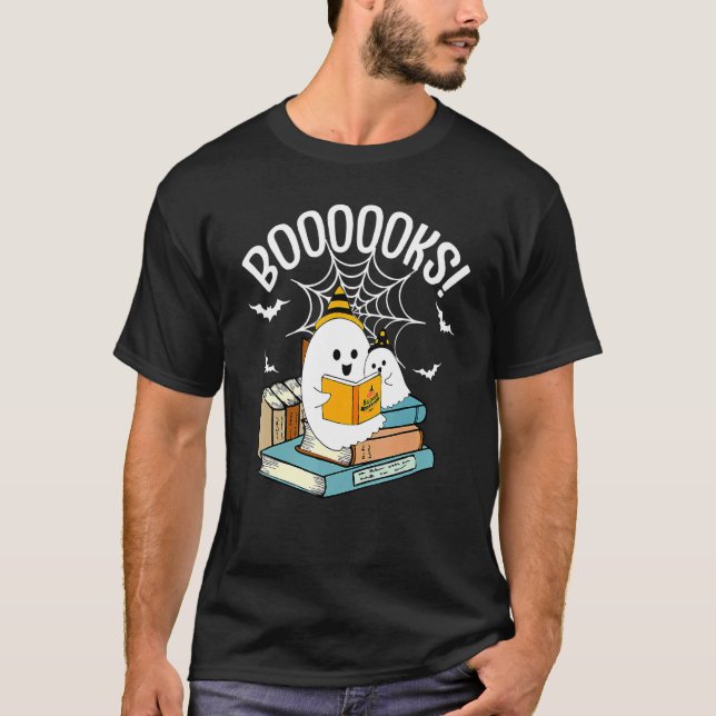 T-shirt Booooks Ghost Read Books Halloween (Devant)