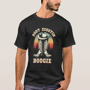 T-shirt Boot Scootin Boogie - Danse Coucher de Soleil Rétr