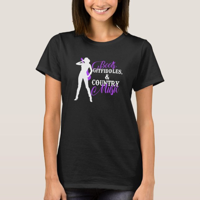 T-shirt Boots Gitfiddles Et Country Music Cowgirl (Devant)