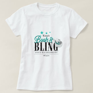T-shirt Boots 'n Bling Disco Bachelorette Teal ID925