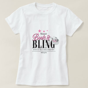 T-shirt Boots 'n Bling Disco Bachelorette Wht ID925