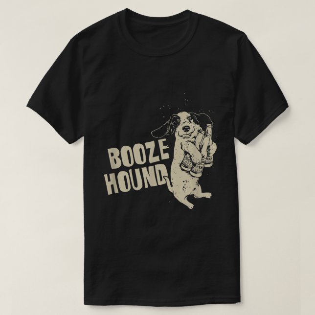 T-shirt Booze Hound Beer Lover Présente Drunk Basset Hound (Design devant)