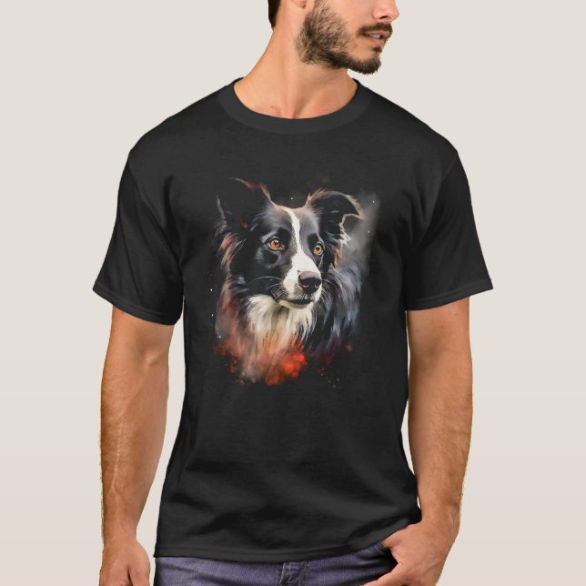 T-shirt Border Collie Dog Australian Shepherd Graffiti Art (Devant)