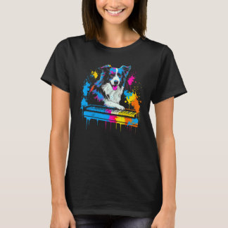 T-shirt Border Collie Dog Pianist