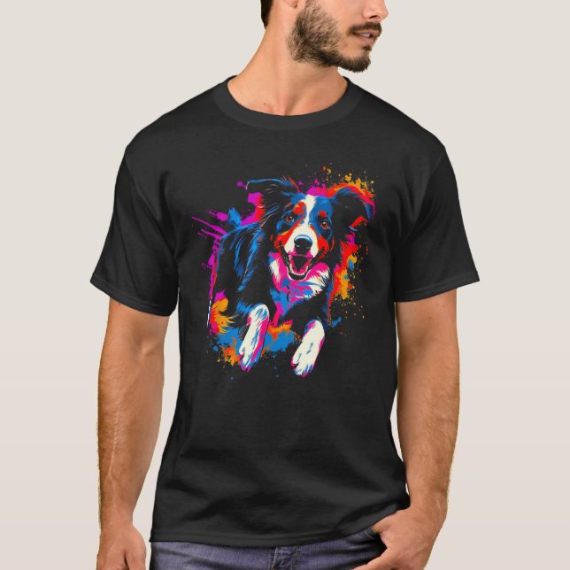 T-shirt Border Collie Dog Pop 1 (Devant)