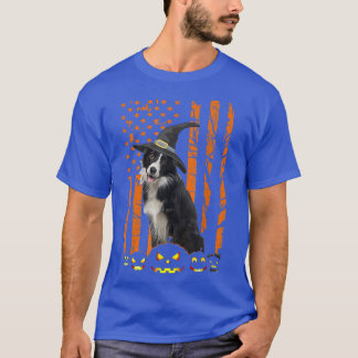 T-shirt Border Collie Dog Pumpkin American Flag Witch Hall