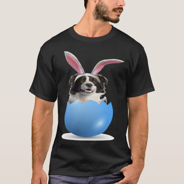 T-shirt Border Collie Herding Dog Easter Bunny Egg Hunting (Devant)