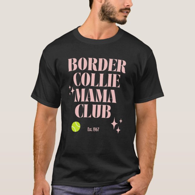 T-shirt Border Collie Mom Club Retro Groovy Dog Mum Funny  (Devant)