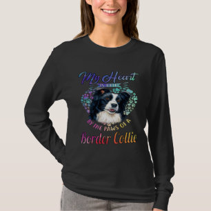 T-shirt Border Collie Mon cœur est tenu par la patte d'un