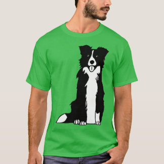 T-shirt Bordure Collie Chien assis