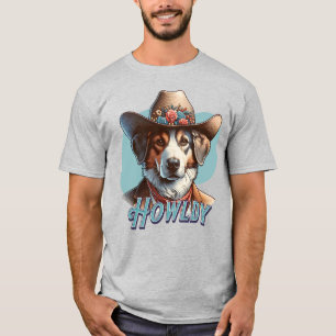 T-shirt Bordure Collie Cowboy Chien Punny Howldy Chien