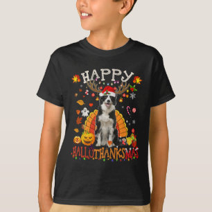 T-shirt Bordure Collie Halloween Chien de Noël Happy Hallo