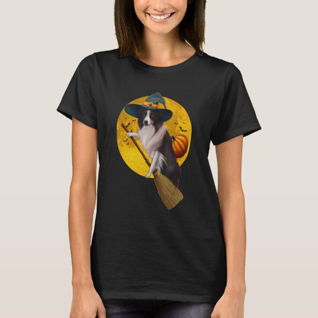 T-shirt Bordure Collie Halloween Costume Chemise Hommes Fe (Devant)