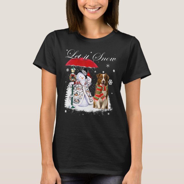 T-shirt Bordure Collie Père Noël Chien Noël Snowman Xmas P (Devant)